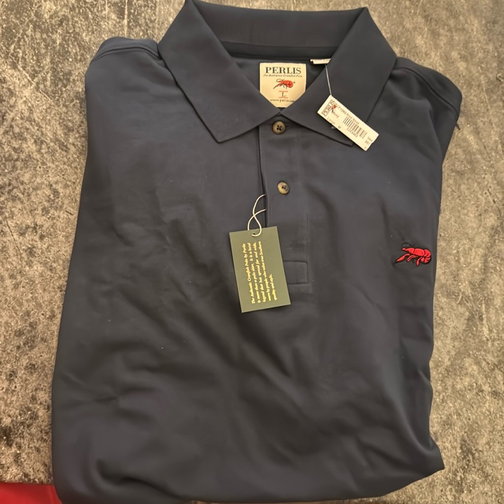Perlis men’s large polo with crawfish logo
